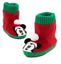 Disney Store Christmas Mickey Mouse Holiday Soft Slippers Shoes Boys 9/10