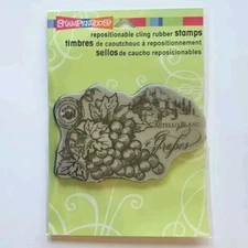 GRAPE LABEL CRP184 Stampendous Rubber Stamp Wine Fruit Collage Orchard um511