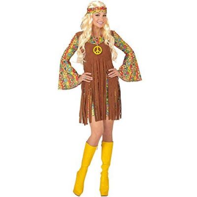 Costume Hippie Uomo W WIDMANN MILANO – Gilet Marrone E Fascia Floreale, Taglia XL/XXL, Perfetto Per Feste Anni '60 - copertina