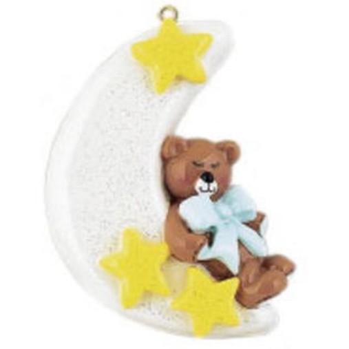 Baby Glitter Moon Blue Personalized Christmas Tree Ornament