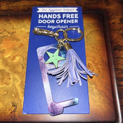 Eccolo Hands Free Door Opener Keychain Purple Tassel Star Charm Gold Tone NWT