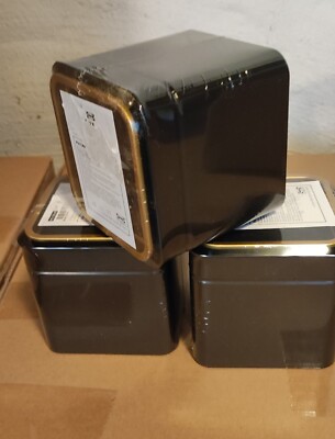 3 x Ikea Blomning Kaffee-/ Teedose mit Deckel 10x10x10 cm Stahl Schwarz Gold