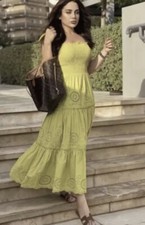 ZARA BNWT MIDI STRAPPY DRESS WITH CUTWORK EMBROIDERY  SIZE XS UK 6/8 4786/115