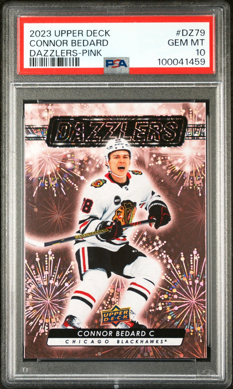 2023-24 UPPER DECK CONNOR BEDARD ROOKIE DAZZLERS PINK PSA 10 GEM