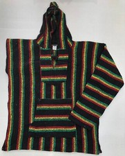 NEW Mexican Poncho Baja Hoodie Surfer Skater Drug Rug Pullover Classic RASTA