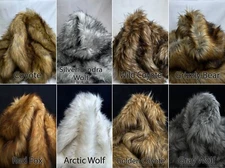 Faux Animal Fur Long Pile Heavy 65" Wide Fabric, Plush,  Warm Soft Coat, Fursuit