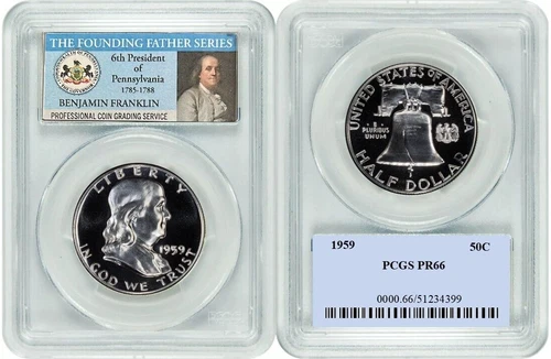 1959 Franklin Half Dollar 50C PCGS PR66