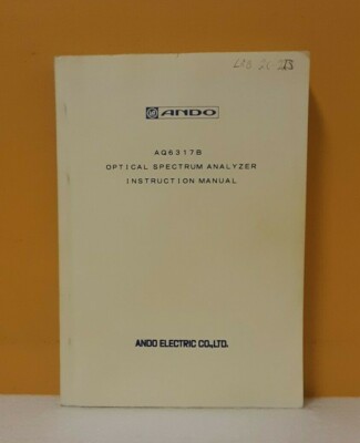 Ando AS-62573 Rev 1.0 AQ6317 Optical Spectrum Analyzer Instruction Manual