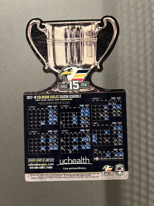 2017-18 Colorado Eagles Schedule Magnet 15th Season