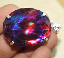 Certified 86.85 Ct Natural Ammolite 925 Silver Oval Cut Pendant Loose Gemstone