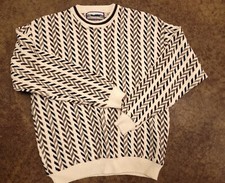 Vtg Shenandoah Sweater Brown Ribbed Grandpa Made USA Cotton Huxtable Mens Large