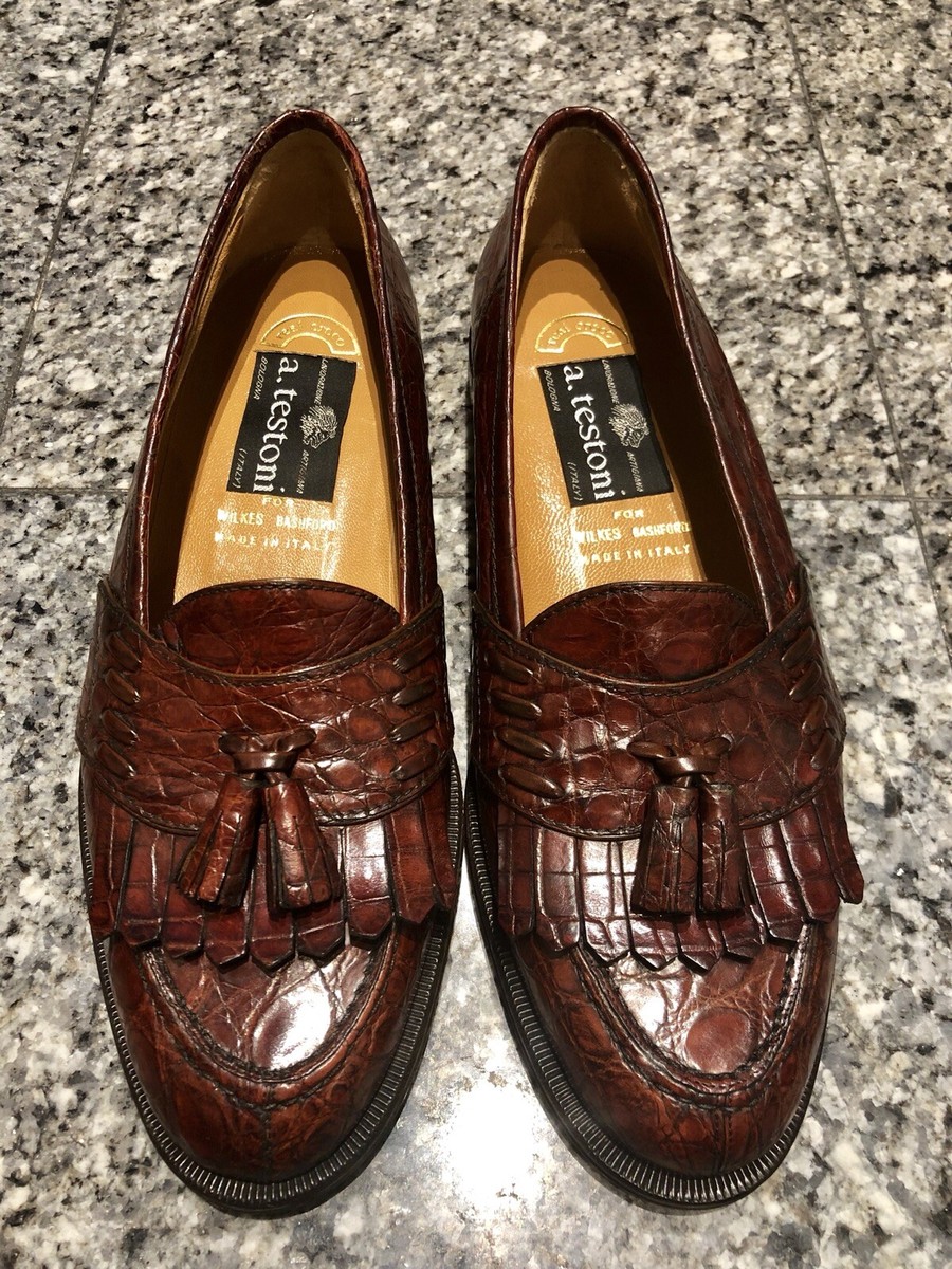 a.testoni Brown Crocodile Men's Loafers Shoes | eBay