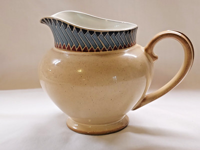 Denby Luxor Ceramic  Pitcher 130-G Sand Blue Red 4 3/8''