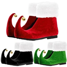 Christmas Elf Shoes with Bell Fancy Dress up for Role Playing Adults Party