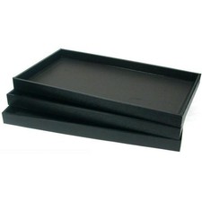 3-Pack Black Plastic Stackable Jewelry Display Trays Durable Showcase Cou...