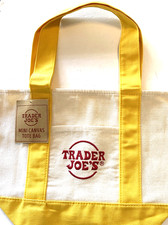 Limited Edition Trader Joe's - Mini Reusable Canvas Tote Bag - Yellow -