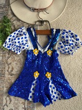 Girls Dance Costume Sequin Puff Sleeve 4T Overall Style Western Jazz Tap