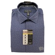 Alfani Alfatech Dress Shirt Men's 14-14.5 32/33 Slim Fit Button Up Blue NEW