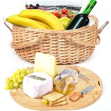 Hap Tim Wicker Picnic Basket Set with Charcuterie Boards for 2 - Unique Gifts