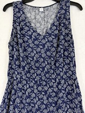 Old Navy Dress Medium Sleeveless Fit And Flare Blue Floral Print Viscose Womens