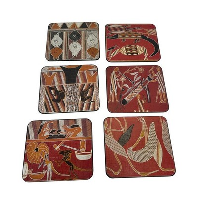 Aboriginal Artists Gallery Collecting Bush Banana 6 Coaster Set Australia