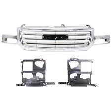 Grille Headlight Bracket Kit For 2003-06 Gmc Sierra 1500 Chrome Shell And Insert