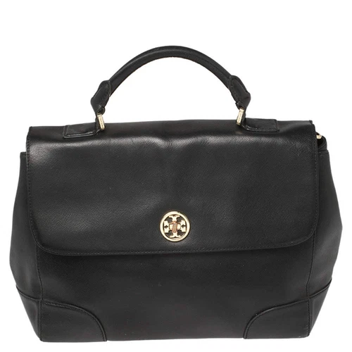 Borsa a tracolla Tory Burch Block T in pelle nera con manico superiore borsa Robinson