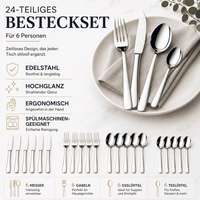 Besteckset 24 Teilig Besteck FüR 6 Personen Edelstahl SpüLmaschinenfest Rostfrei