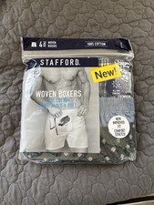 New Stafford 4-Pack Men's Blended Cotton Boxer Briefs Blues Sz L