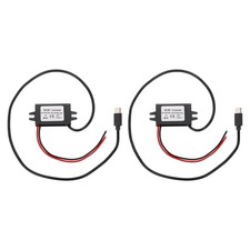 2pcs DC 12V/24V to 5V 3A 15W Step Down Converter Type-C Straight Connector