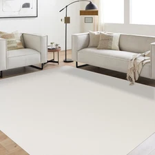 Soft Large Plastic Floor Mat for Living Room, 6'×9' Beige Waterproof Vinyl Area 