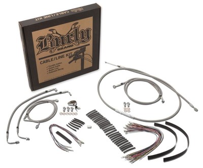 Extended Braided S.S. Control Cable Kit For 16'' Gorila Bars Burly Brand B30-1312