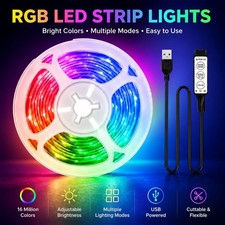 USB LED Strip Lights with 3 Button Remote Control Bedroom Home Christmas Decor