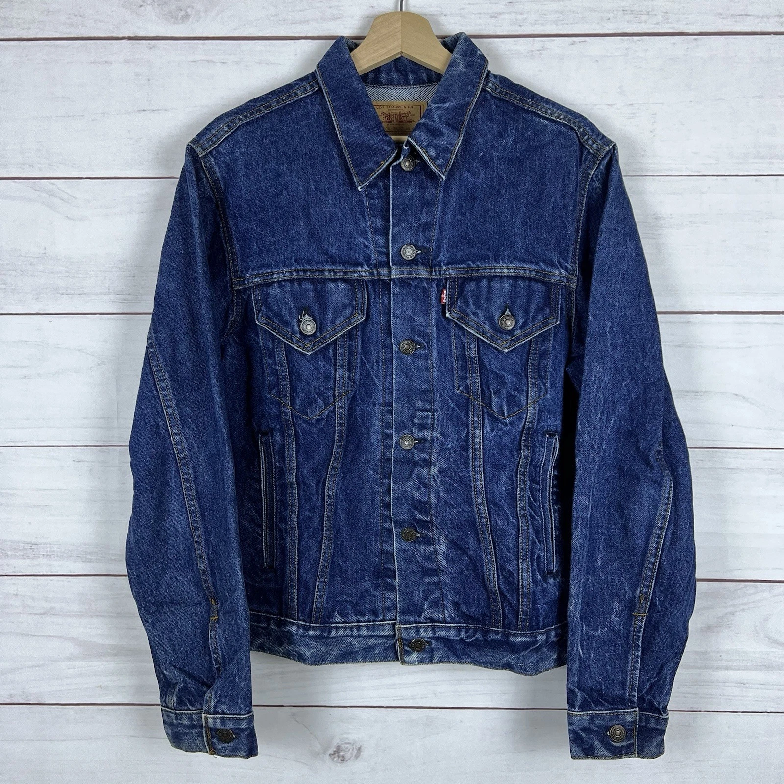 Vintage 80s Levis Denim Trucker Jacket Size 42 Blue Type 3 Made USA 70506-0217