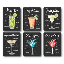 Cocktail Recipe Metal Wall Art Sign Kitchen Bar Pub Decor Retro Man Cave Poster