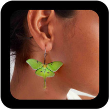 Boho Green Butterfly Hoop Earrings Acrylic Butterfly Dangle Earrings Large Acryl