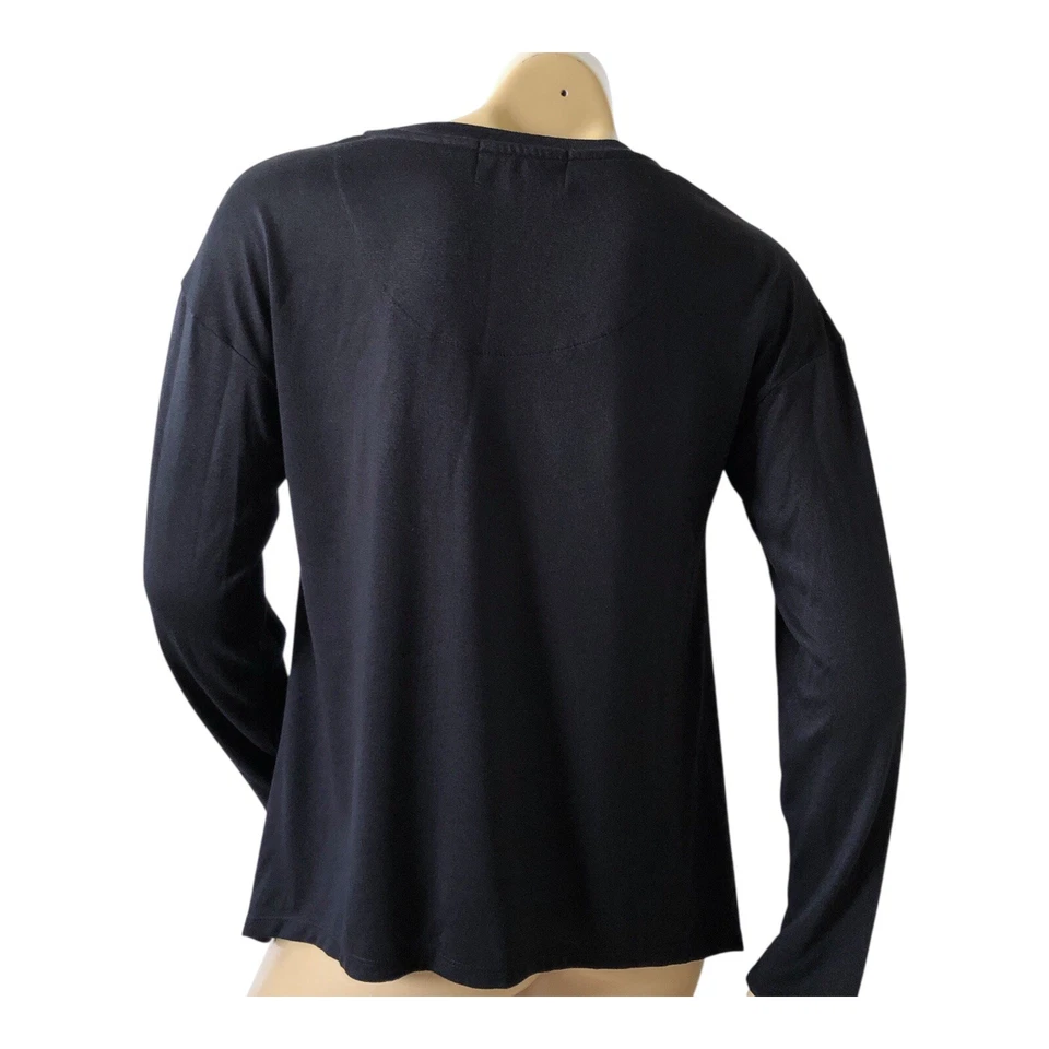 Camisa KIKIT Mujer Talla Mediana Negra Manga Larga LOVE Tejido Elástico Dobladillo Mordedura de Tiburón Foto 4 de 4