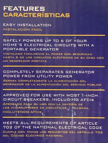 Reliance 30-Amp ProTran 2 Interruttore Trasferimento Manuale Pre Cablato Kit 6 Circuiti 306LRK - Foto 4 di 6