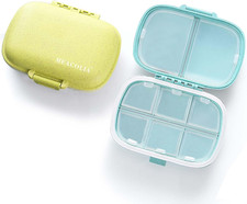 2 Pack 8 Compartments Travel Pill Organizer Box Moisture Proof Small Pill Case f