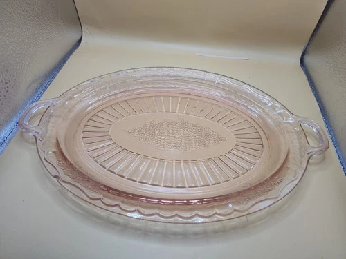 Anchor Hocking Mayfair Open Rose Pink Depression Glass Platter 14 In Read