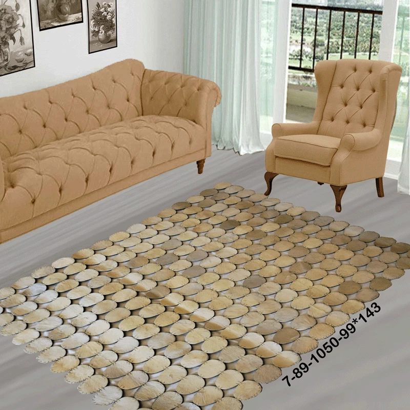 Modern Patchwork Cowhide Rug - Large Real Leather Area Carpet 7-89 - Image 2 of 4