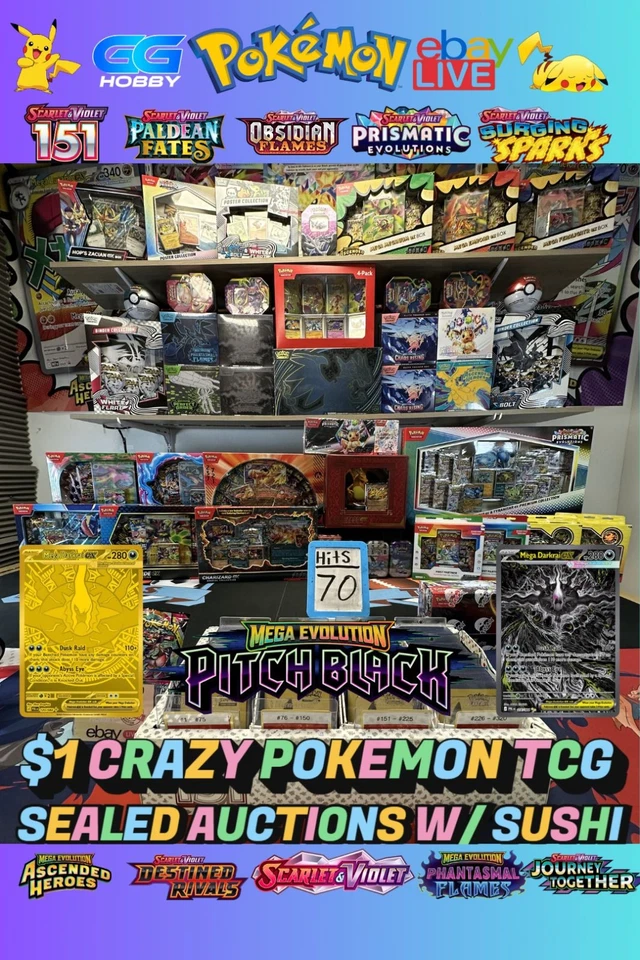 $1 POKEMON AUCTIONS 🔥PENNY DROPS W/ SUSHI 🍣