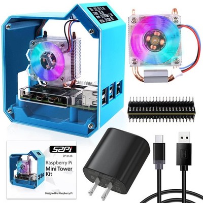 GeeekPi Mini Tower Kit with QC3.0 Power Supply for Raspberry Pi 4, Pi 4 Case