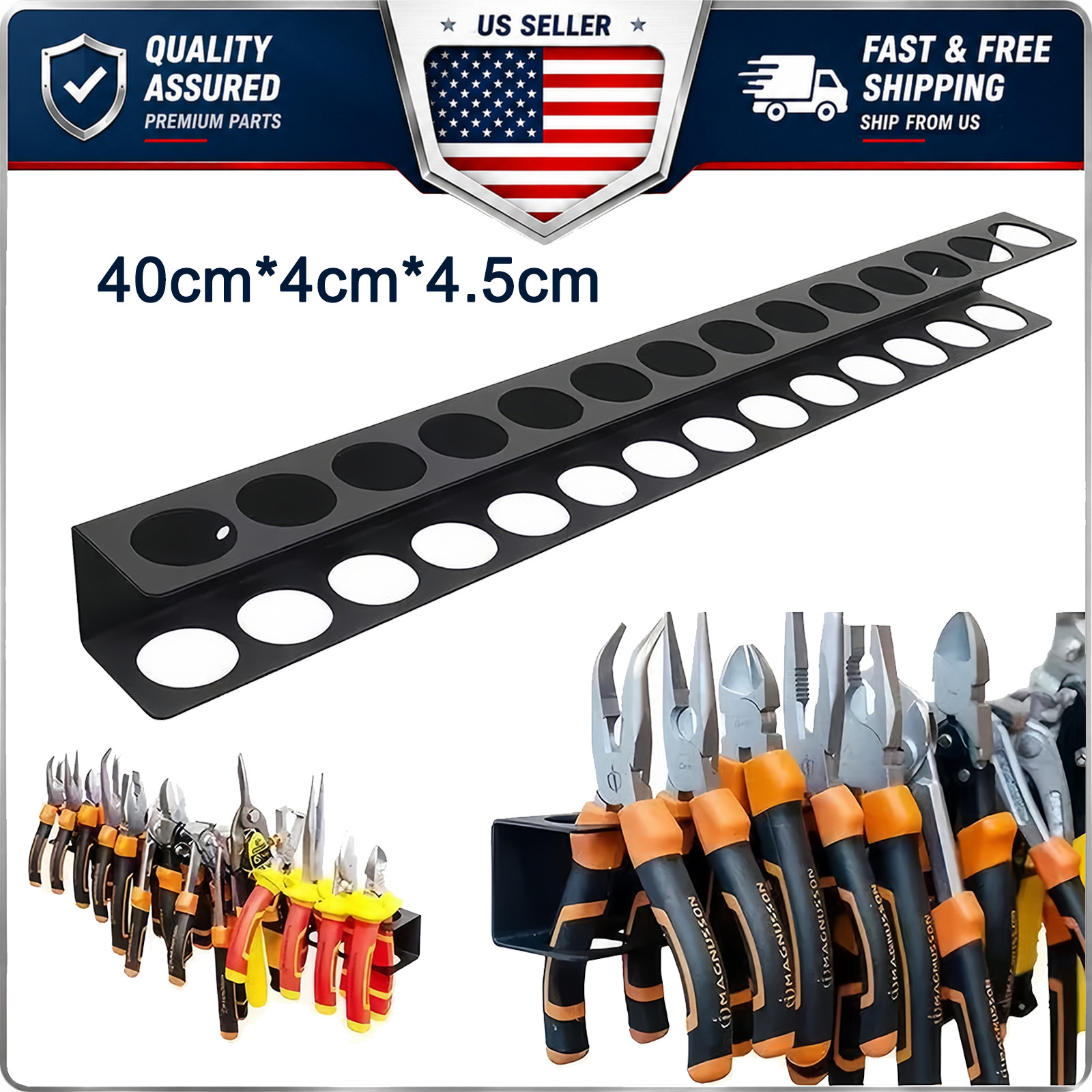 Tool Rail Rack Holder Screwdriver Organizer Wall Mount Hanger Shelf for Garage