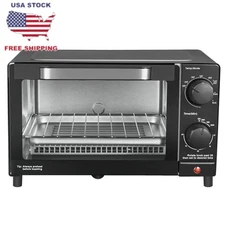 New 1050W 4 Slice 3 Settings Countertop Toaster Oven w/Baking Rack and Pan Black