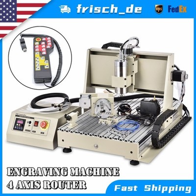 USB 4 Axis CNC 6040 Router Engraver VFD Engraving Milling Machine w/Handle 1500W