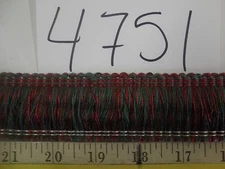 6 yards BRUSH FRINGE 1 1/2" FOREST GREEN/BURGUNDY-RED Fabric Trim A4751