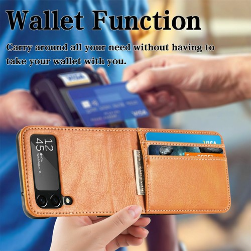 For Samsung Galaxy Z Flip 3 5G Shockproof Hybrid Folding Leather Card Case Cover - Picture 43 of 71