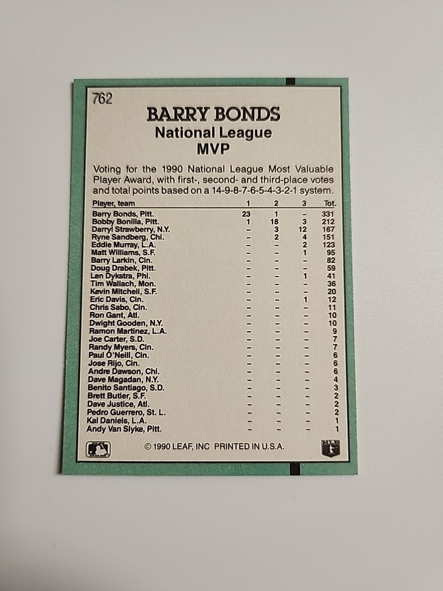 1991 Donruss - #762 Barry Bonds Error Card | eBay