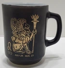 Vintage FIRE KING Anchor Hocking Leo Lion Coffee Mug Zodiac Astrology MCM USA